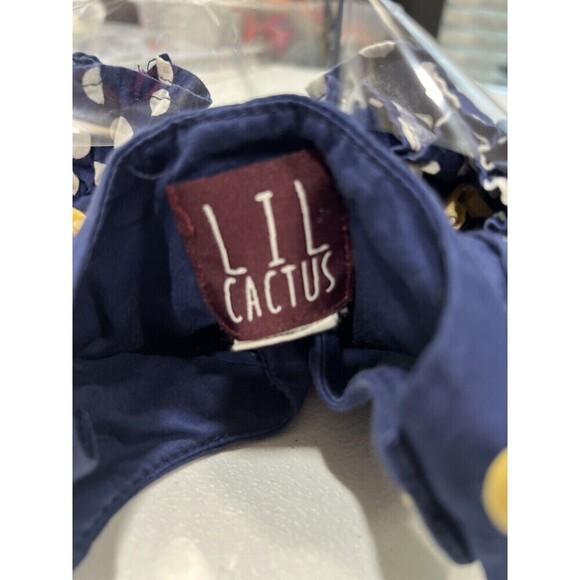 Lil Cactus Heart Swans Navy Blue Romper with Yellow Ruffles Unisex Infants 6-12 - Picture 6 of 7